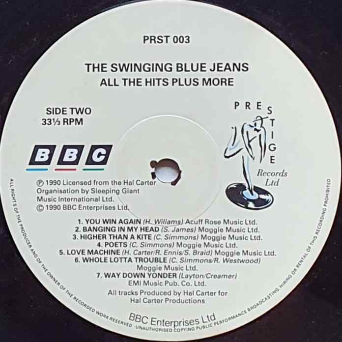 PRST 003 All the hits plus more Swinging Blue Jeans from the BBC records and Tapes library Label